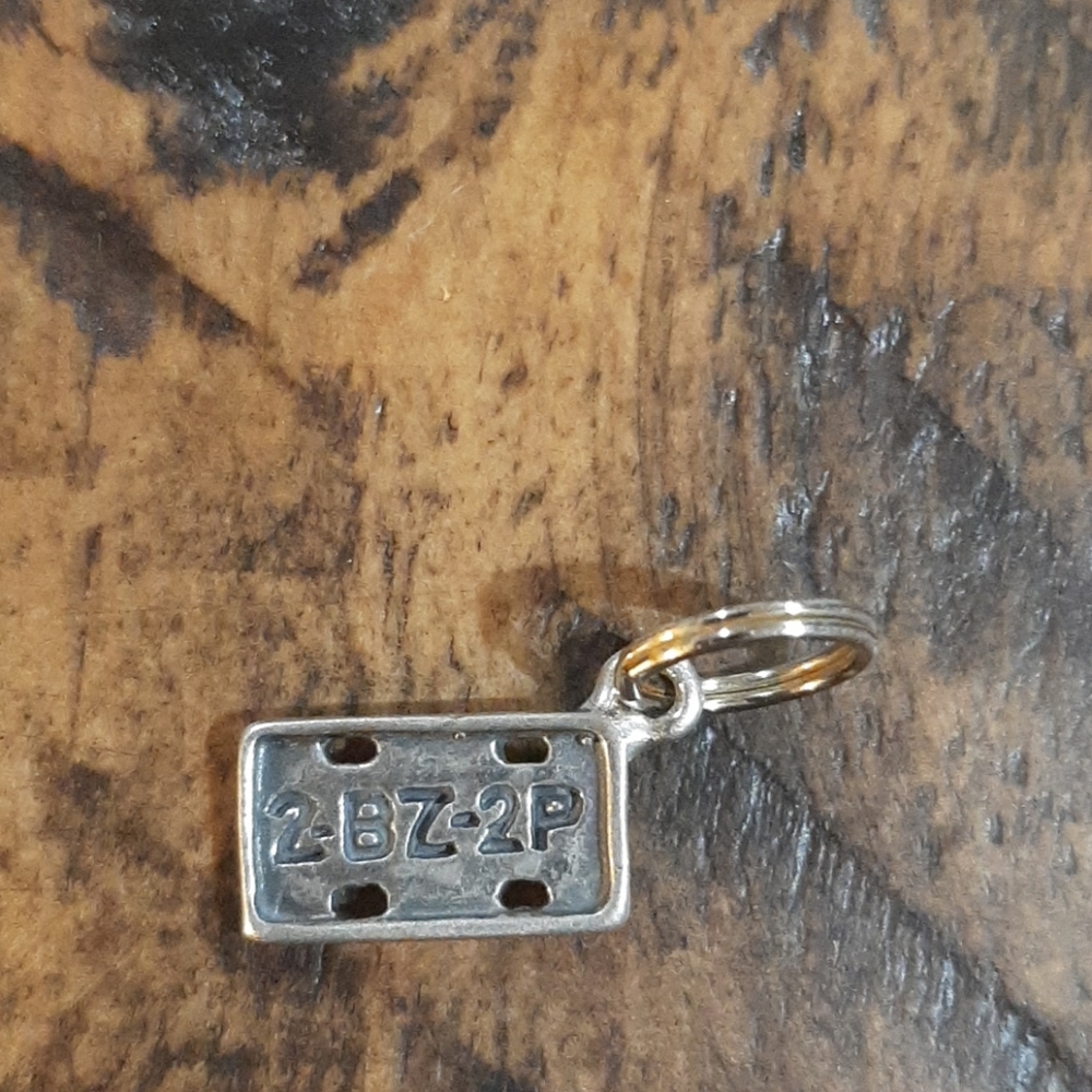 License plate sterling silver charm 925